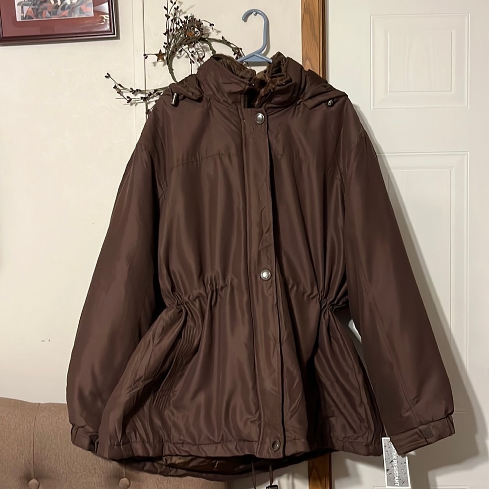 Totes weather stopper coat, water resistant coat detachable hood 3x